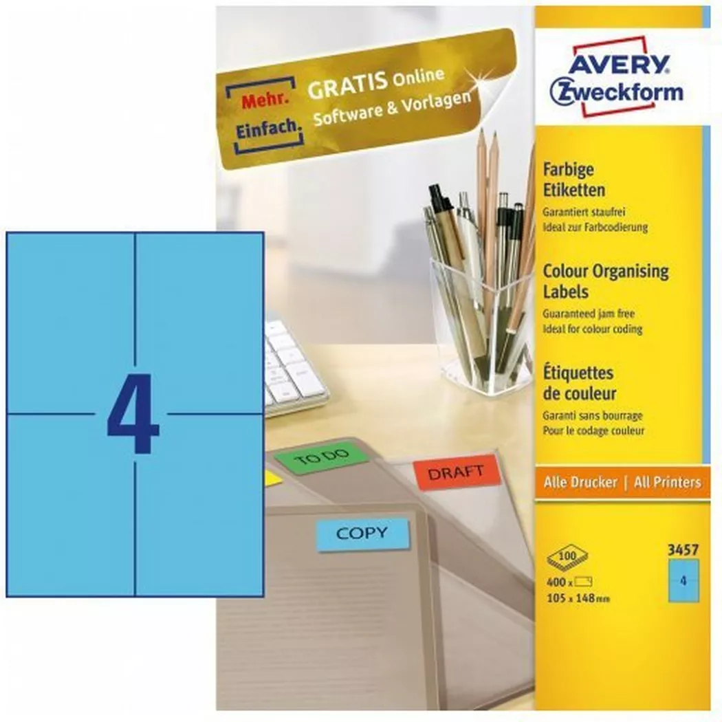 Avery-Zweckform – AVERY ZWECKFORM Etiketten 105x148mm, 10Bl./4St., One Size, Blau
