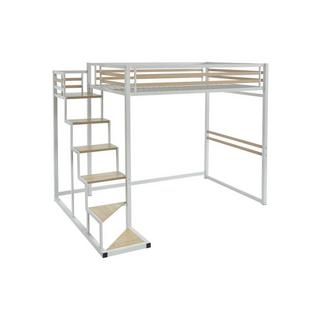 Vente-unique Hochbett - 140 x 200 cm - Metall & MDF - Weiß - JOGUI  