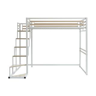 Vente-unique Hochbett - 140 x 200 cm - Metall & MDF - Weiß - JOGUI  