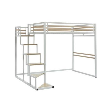 Vente-unique Hochbett - 140 x 200 cm - Metall & MDF - Weiß - JOGUI  