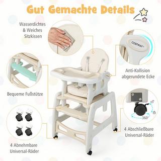 Northio  3 in 1 Babystuhl Hochstuhl & Essstuhl & Kindersitzgruppe 62 x 51 x 104 cm Beige 