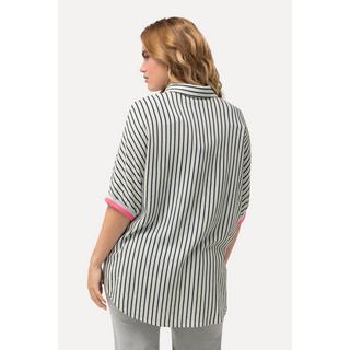 Ulla Popken  Camicia dal taglio oversize in misto lino con collo da camicia e mezze maniche 