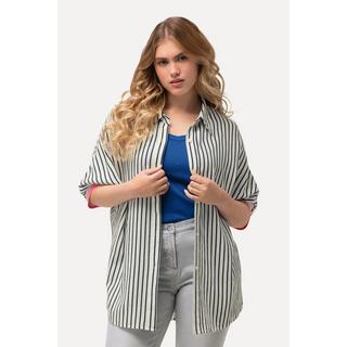 Ulla Popken  Camicia dal taglio oversize in misto lino con collo da camicia e mezze maniche 