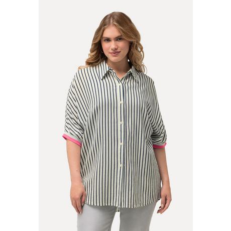 Ulla Popken  Camicia dal taglio oversize in misto lino con collo da camicia e mezze maniche 