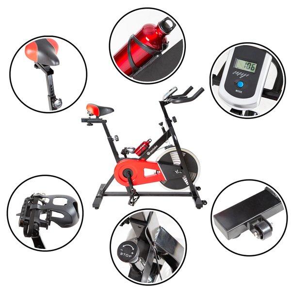 Tectake  Indoor-Cycling Bike mit stufenlosem Widerstand und Bordcomputer Schwarz