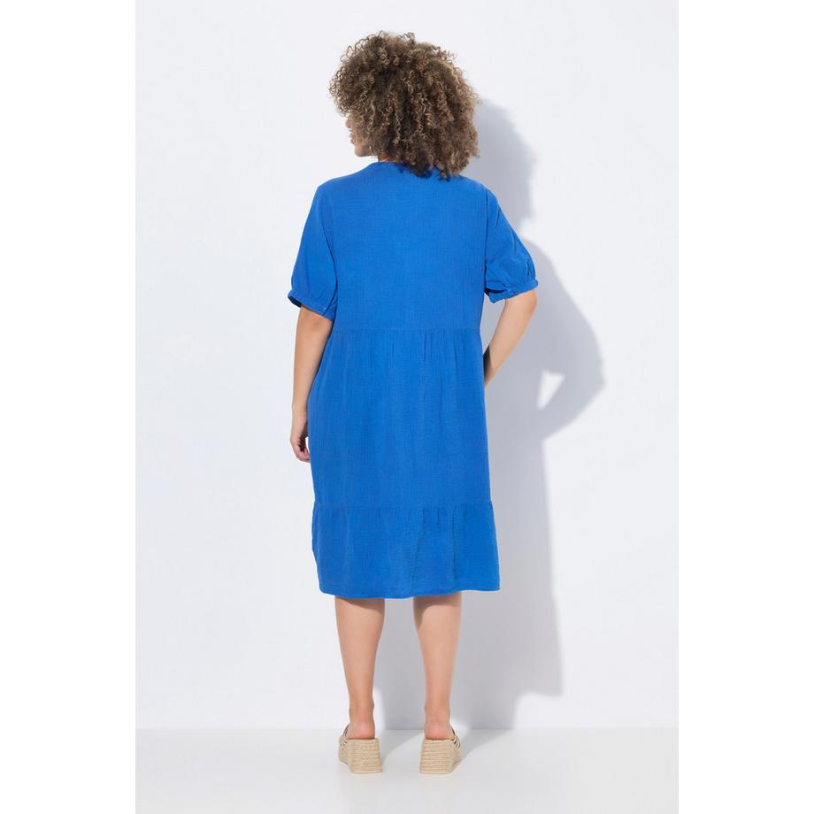 Ulla Popken Musselin A-Linie Tunika-Ausschnitt Halbarm Kleid  