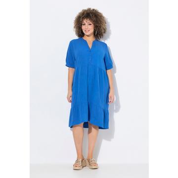 Musselin-Kleid, A-Linie, Tunika-Ausschnitt, Halbarm