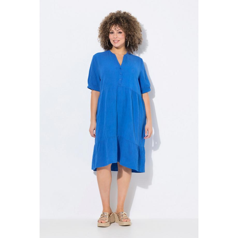 Ulla Popken Musselin A-Linie Tunika-Ausschnitt Halbarm Kleid  