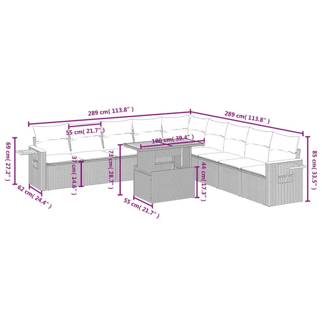 VidaXL set divano da giardino Polirattan  