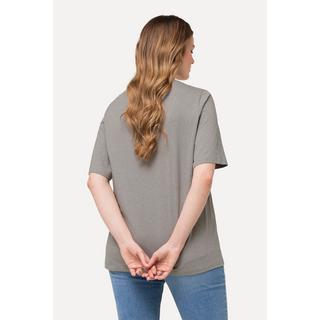 Ulla Popken  T-shirt con rilievi, scollo a V e mezze maniche 