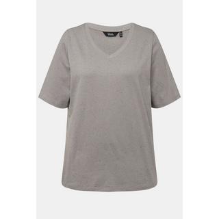 Ulla Popken  T-Shirt, Noppen, V-Ausschnitt, Halbarm 