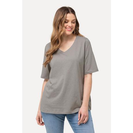 Ulla Popken  T-Shirt, Noppen, V-Ausschnitt, Halbarm 