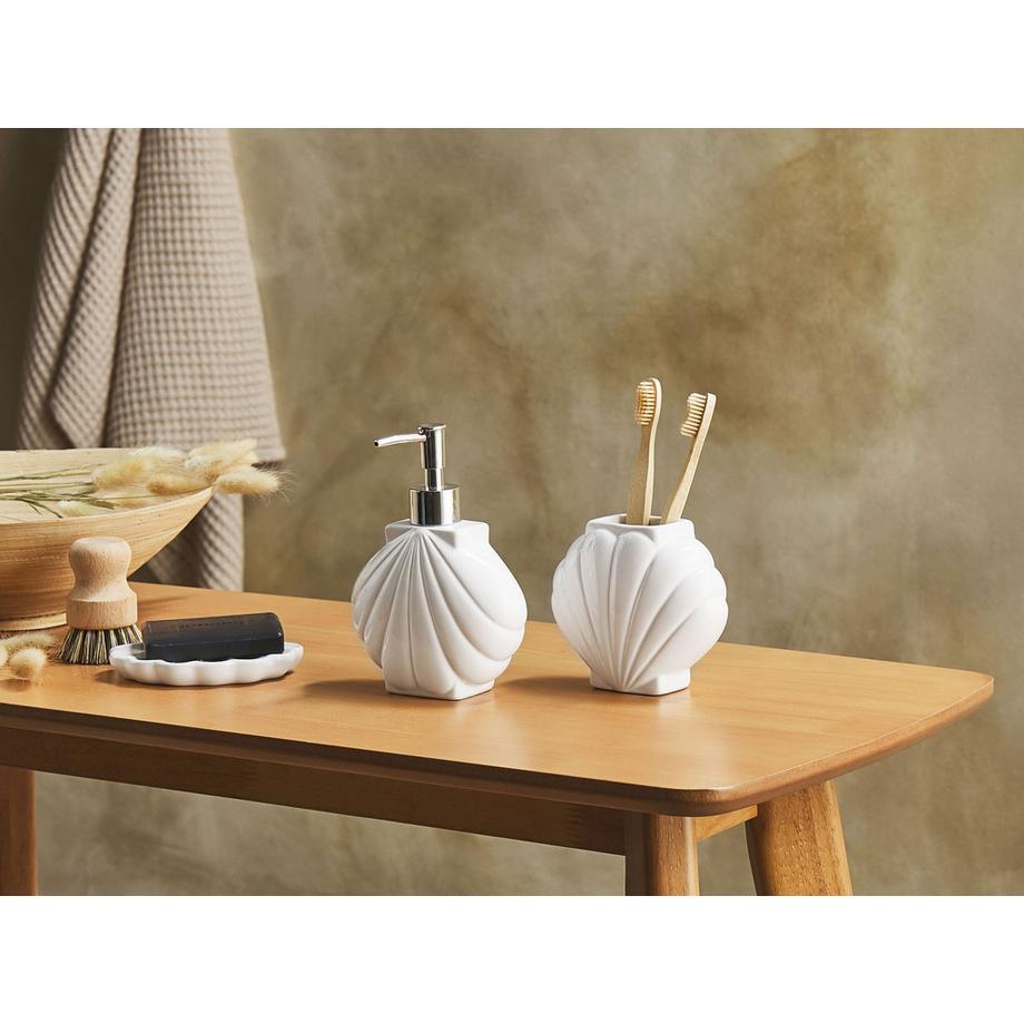 Beliani Set da 3 accessori per il bagno en Dolomite Mediterraneo SHELL  