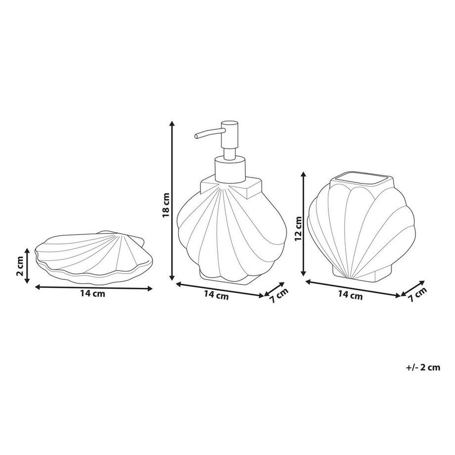Beliani Set da 3 accessori per il bagno en Dolomite Mediterraneo SHELL  