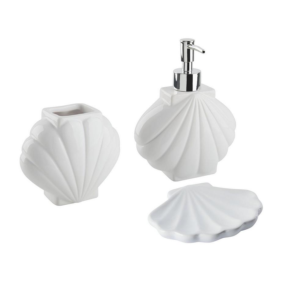 Set de 3 accessoires de salle de bain en Dolomite Méditerranéen SHELL