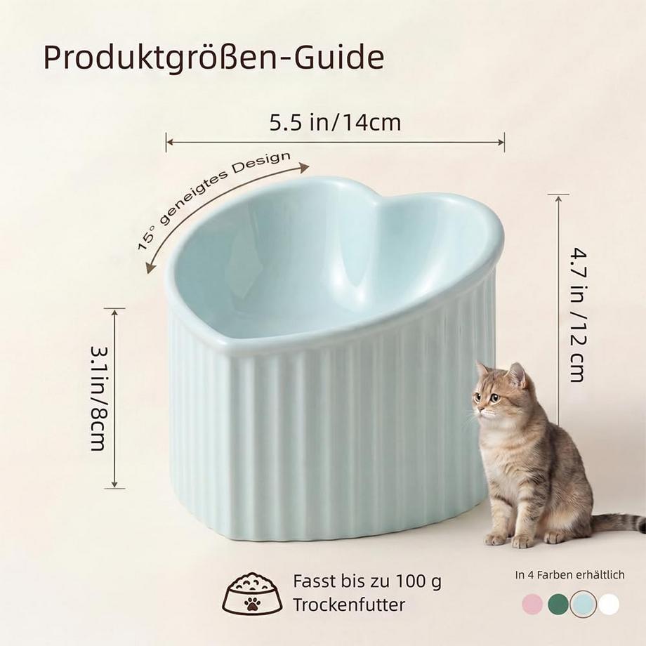 Alopini  Augmente Le Bol de Nourriture en Céramique pour Chat Bol Anti-vomissement Élevé 