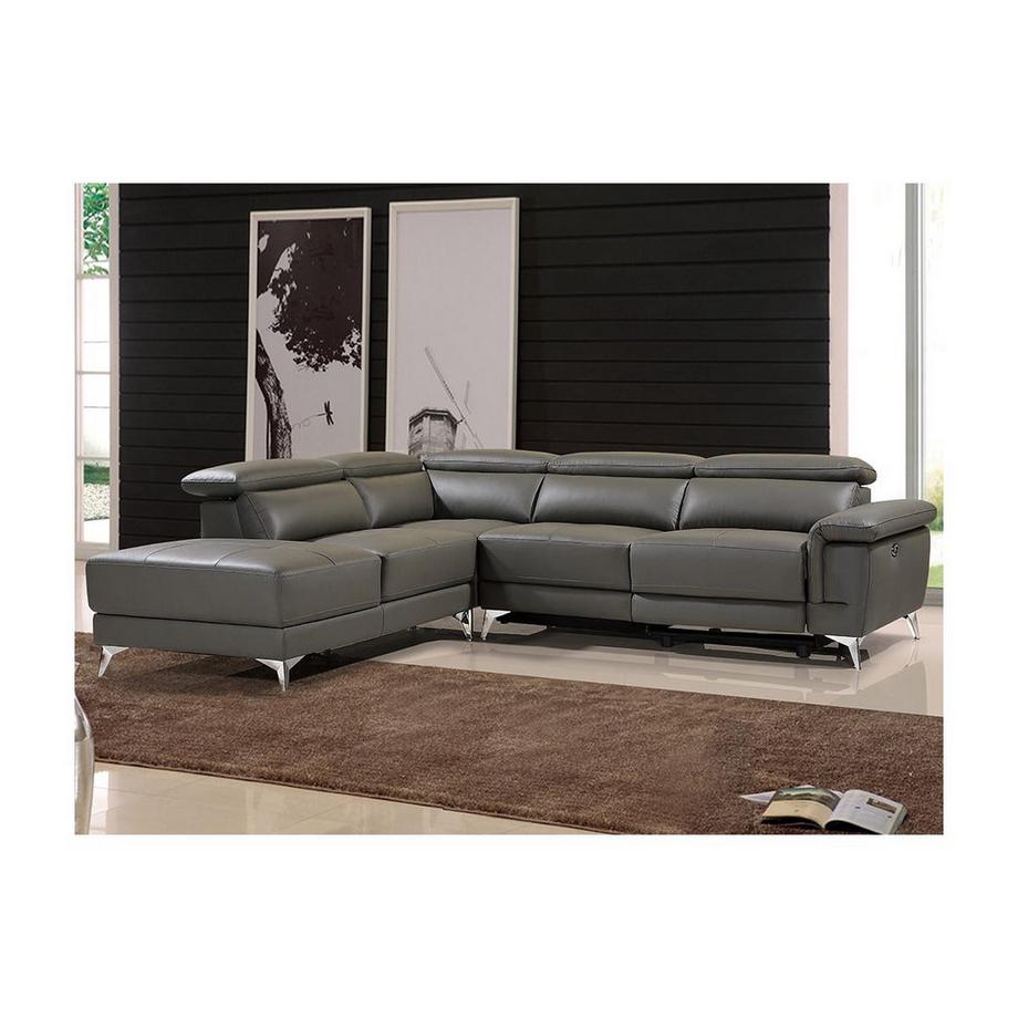 LINEA SOFA Divano angolare relax elettrico in pelle Antracite Angolo a sinistra PASCALINE  