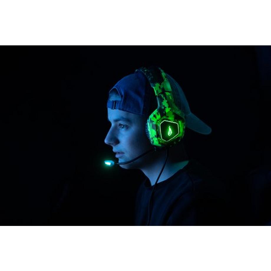 Surefire Gaming  Skirmish Casque Avec fil Arceau Jouer USB Type-A Noir, Camouflage, Vert 