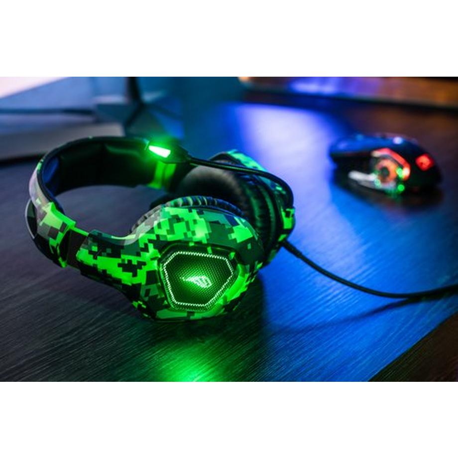 Surefire Gaming  Skirmish Casque Avec fil Arceau Jouer USB Type-A Noir, Camouflage, Vert 