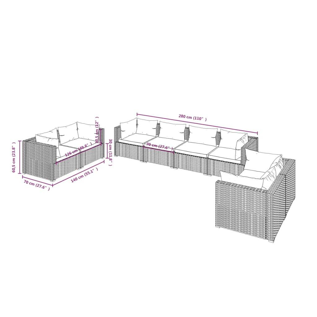 VidaXL set salotto da giardino Polirattan  