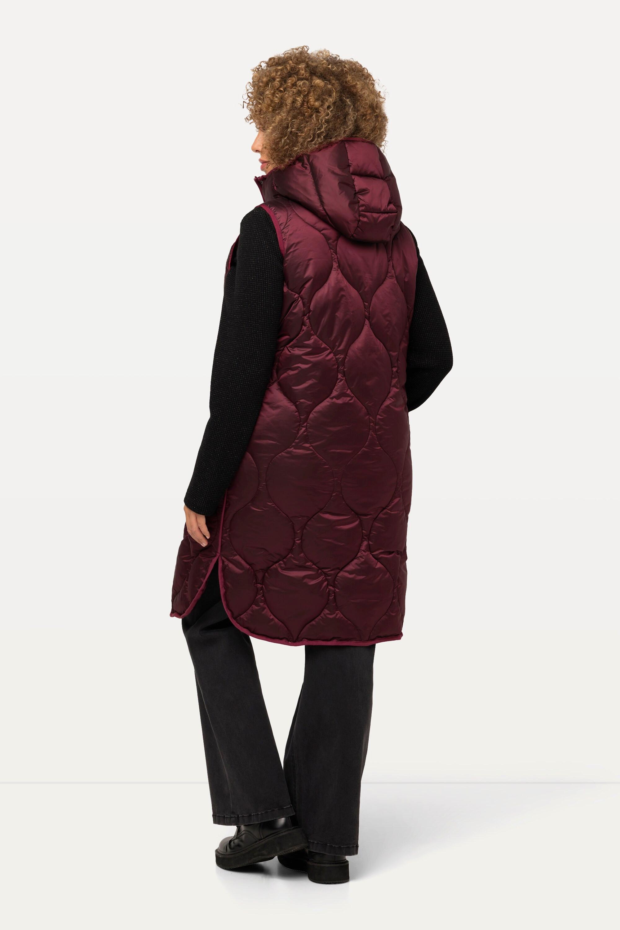 Ulla Popken  Long gilet matelassé HYPRAR, fermeture éclair à double curseur, matière imperméable 