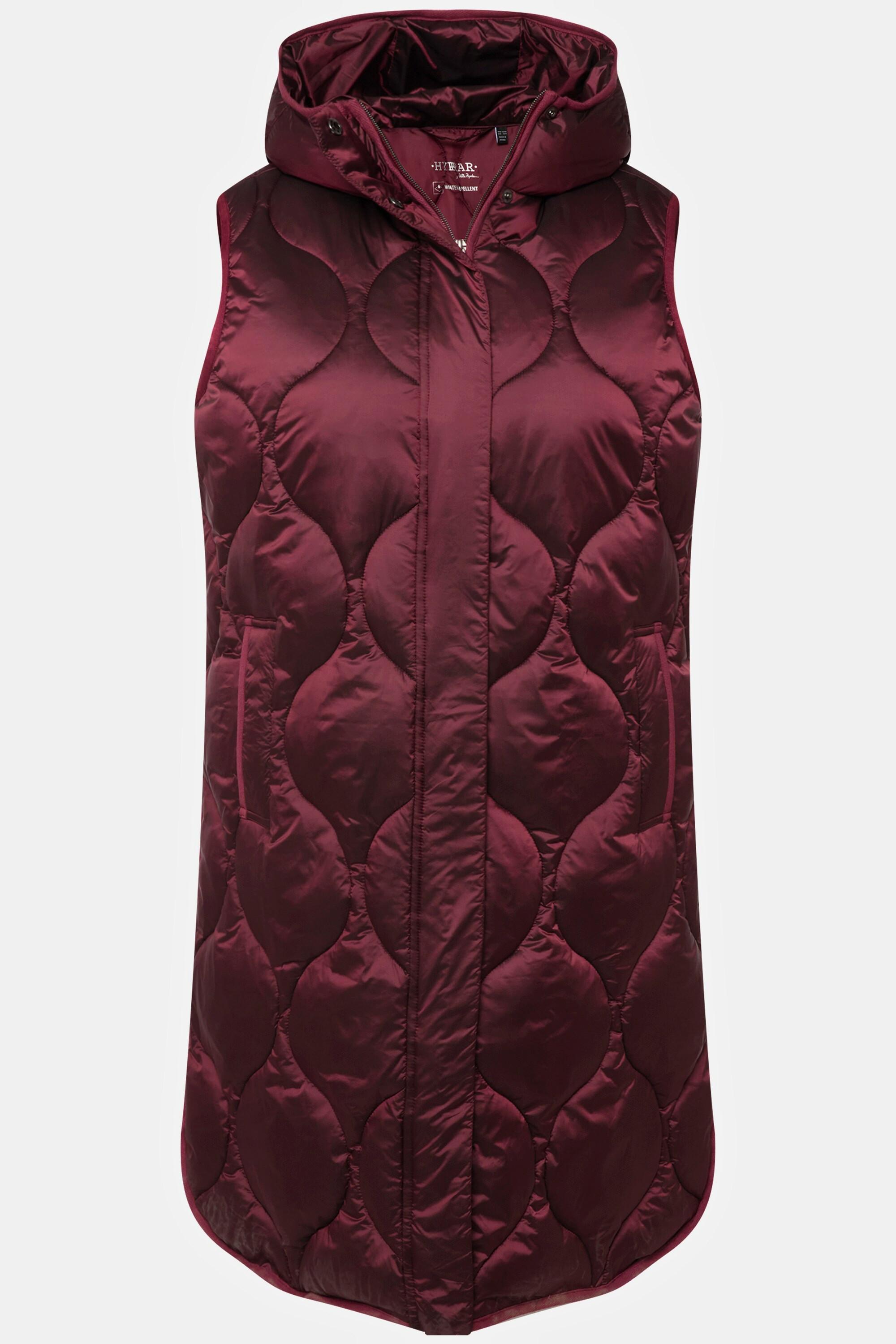 Ulla Popken  Long gilet matelassé HYPRAR, fermeture éclair à double curseur, matière imperméable 