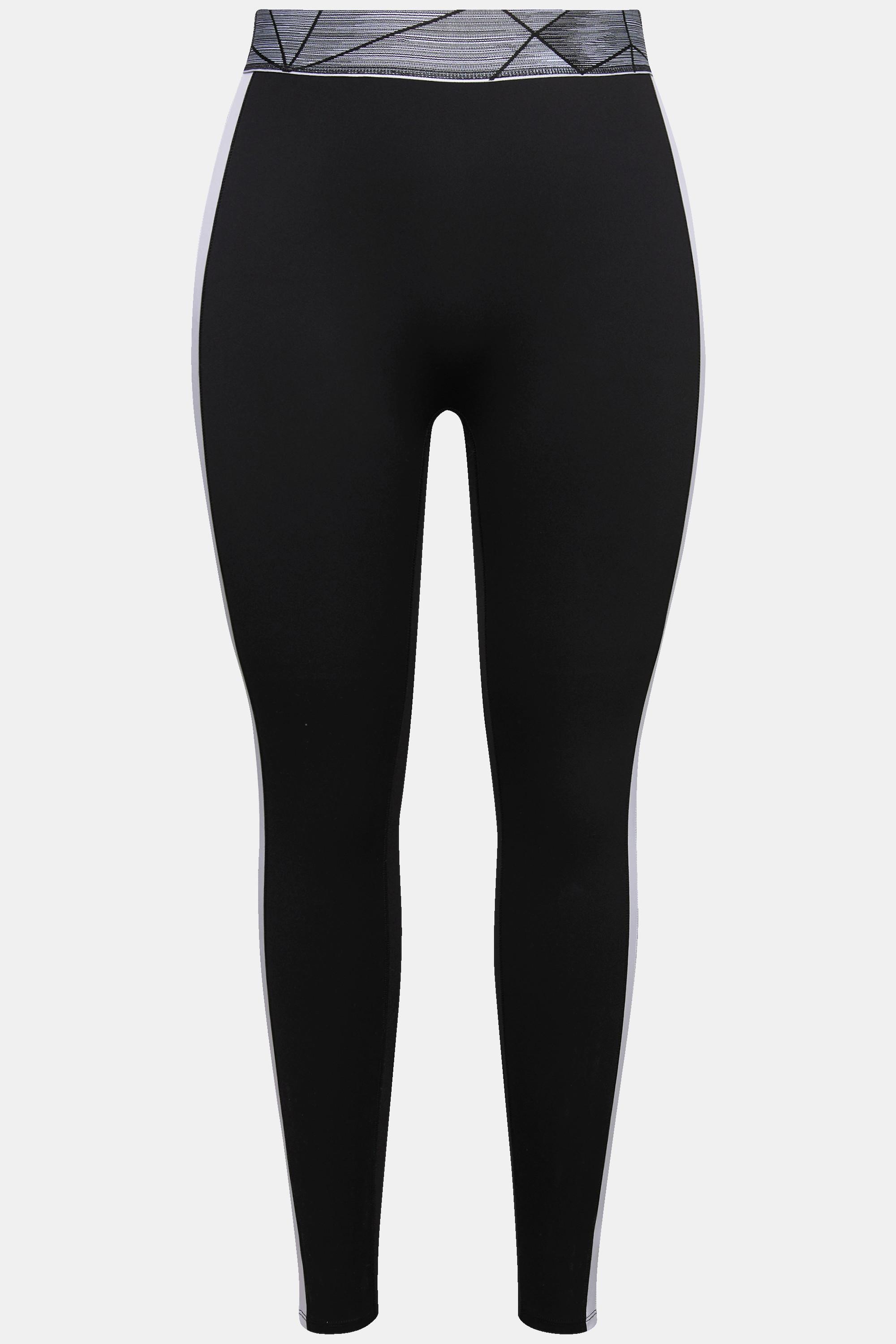 Ulla Popken  Legging avec poches, taille haute, bandes le long de la jambe, ceinture élastique 