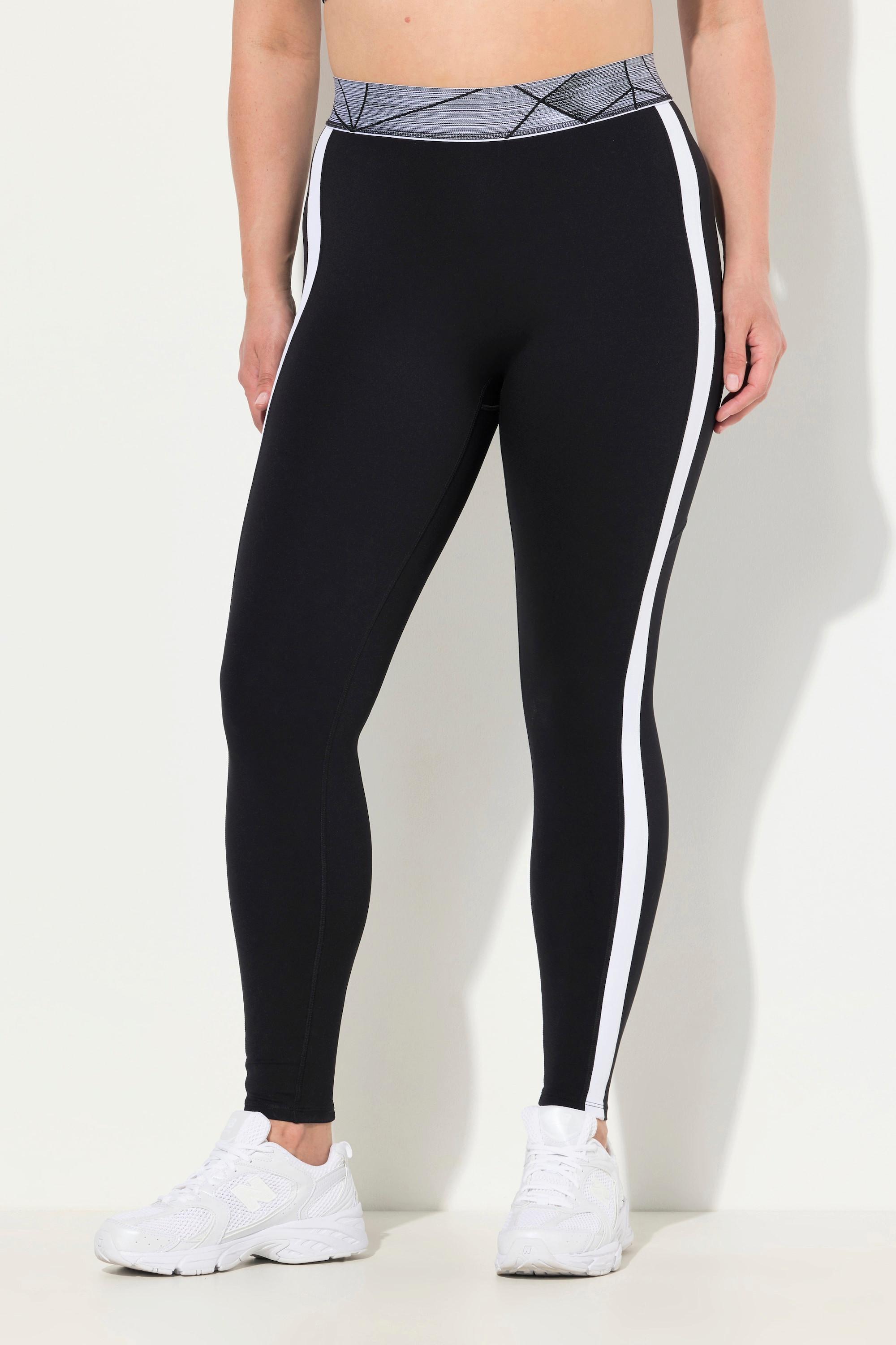 Ulla Popken  Legging avec poches, taille haute, bandes le long de la jambe, ceinture élastique 