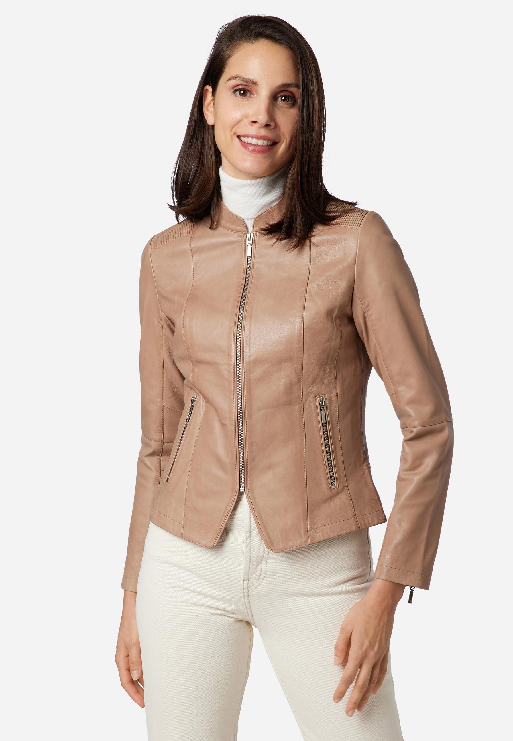 RICANO  Veste en cuir s Abigale, style classique en cuir d'agneau ultra doux 