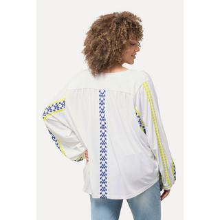 Ulla Popken  Bluse, Leinenmix, Oversized, Tunika-Ausschnitt, Langarm 