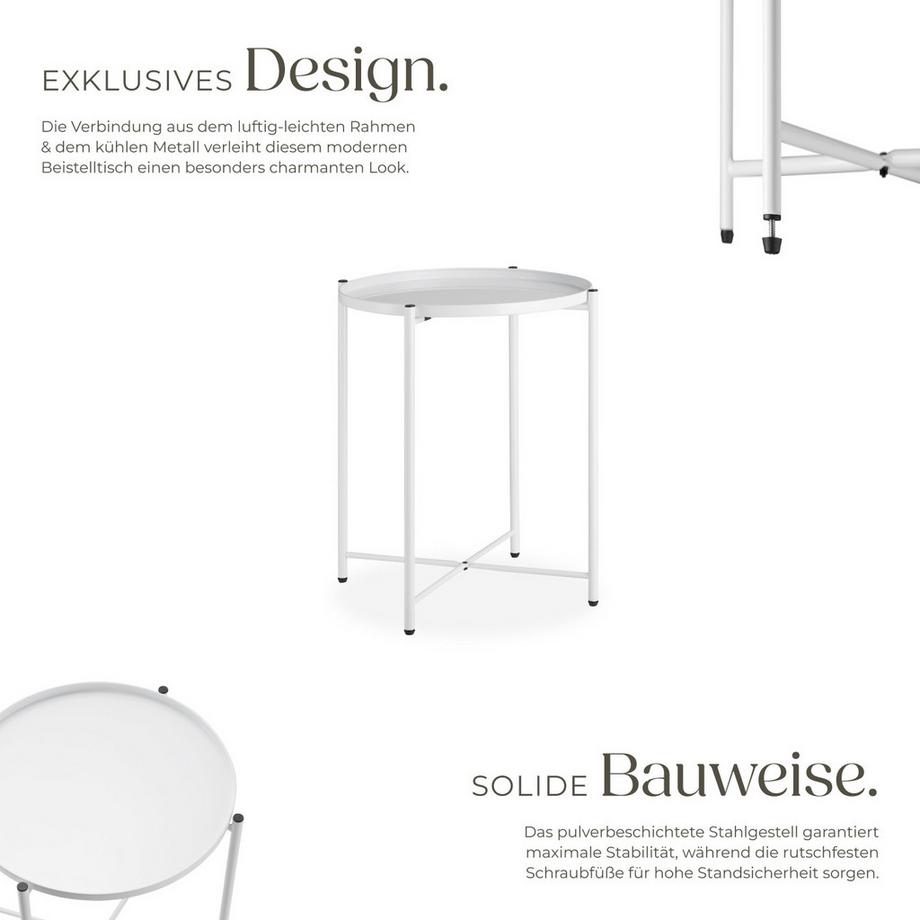 Tectake Beistelltisch Chester Stahl rund mit abnehmbarer Ablage  