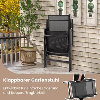 Northio Chaises de jardin avec dossier réglable en 7 directions, chaises pliantes, capacité de charge jusqu'à 180 kg, noir, 1 pièce  