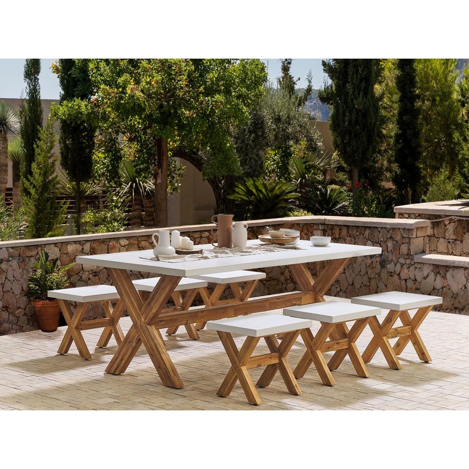 Beliani Gartentisch Set aus Faserzement Industriell OLBIA  