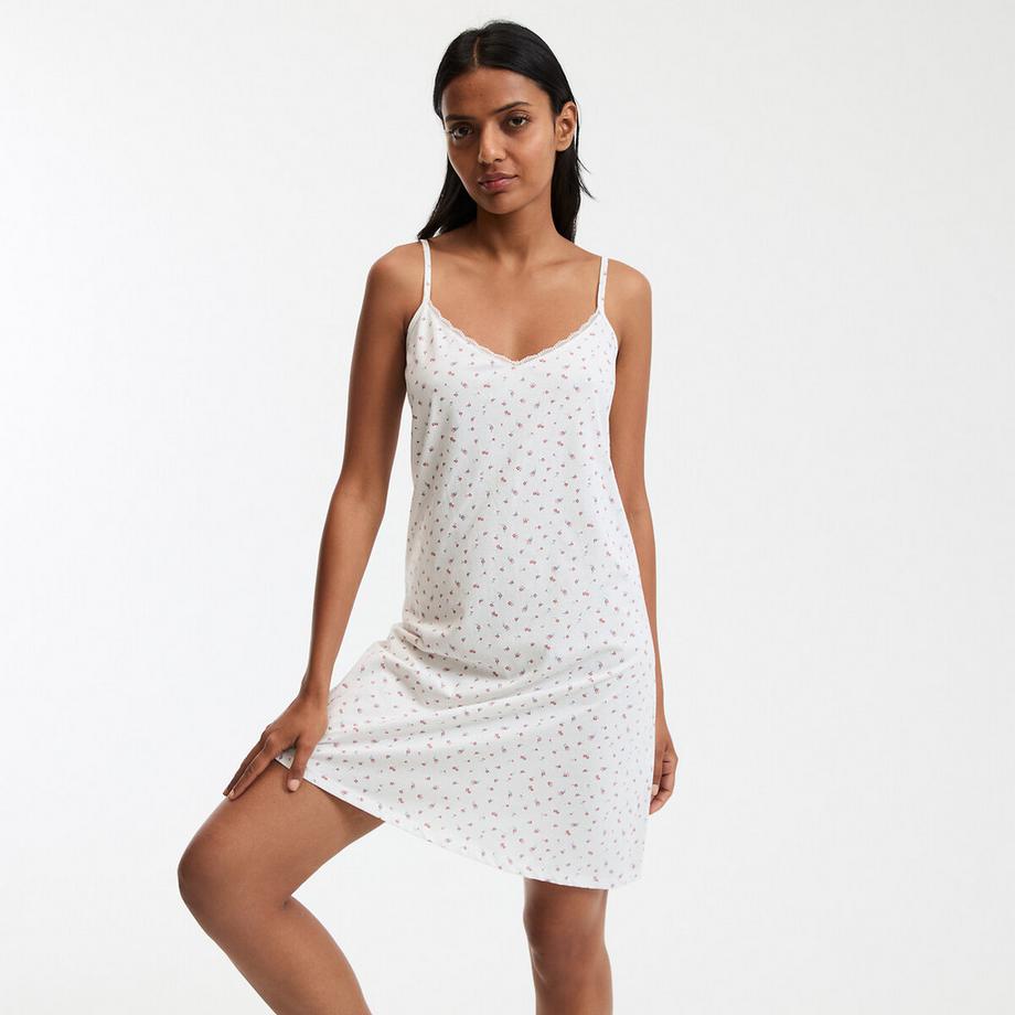 La Redoute Collections Sottoveste in cotone con stampa floreale e spalline sottili  