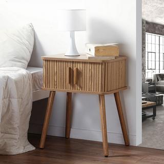 Calicosy Nachttisch mit Eichenmuster 2 Schiebetüren H59 cm - Ernest  