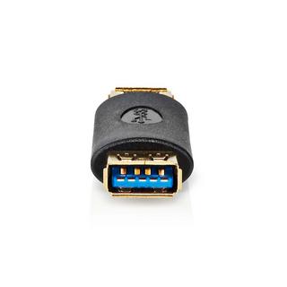 Nedis  USB-A Adapter | USB 3.2 Gen 1 | USB-A Buchse | USB-A Buchse | 5 Gbps | Rund | Vergoldet | Anthrazit | Box 