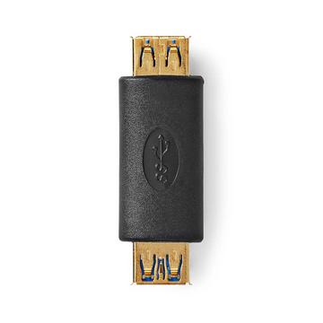 Adaptateur USB-A | USB 3.2 Gen 1 | USB-A femelle | USB-A femelle | 5 Gbps | Rond | Plaqué or | Anthracite | Boîte