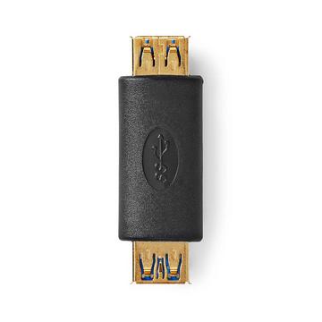 Adattatore USB-A | USB 3.2 Gen 1 | USB-A femmina | USB-A femmina | 5 Gbps | Rotondo | Placcato oro | Antracite | Scatola