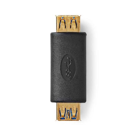 Nedis  USB-A Adapter | USB 3.2 Gen 1 | USB-A Buchse | USB-A Buchse | 5 Gbps | Rund | Vergoldet | Anthrazit | Box 