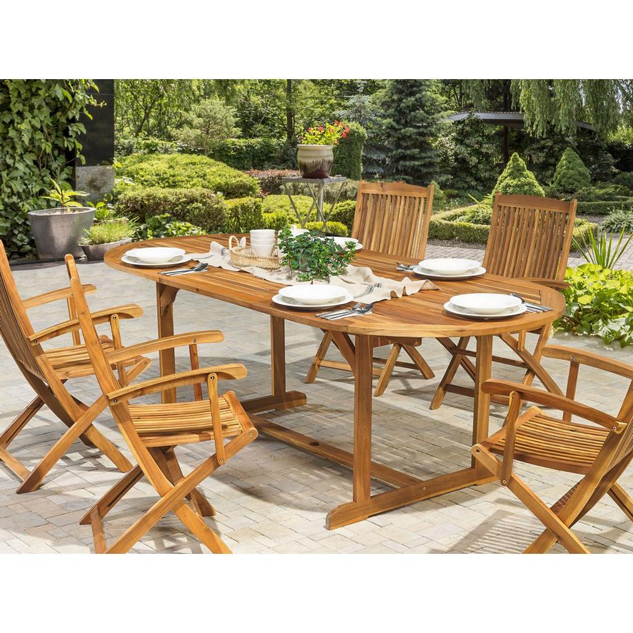 Beliani Ausziehbarer Gartentisch aus Akazienholz Klassisch MAUI  