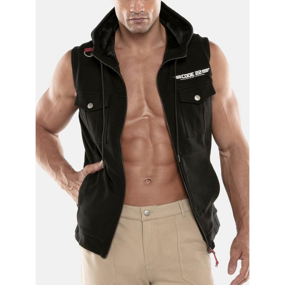 Code22  Veste à capuche sans manches Cargo 