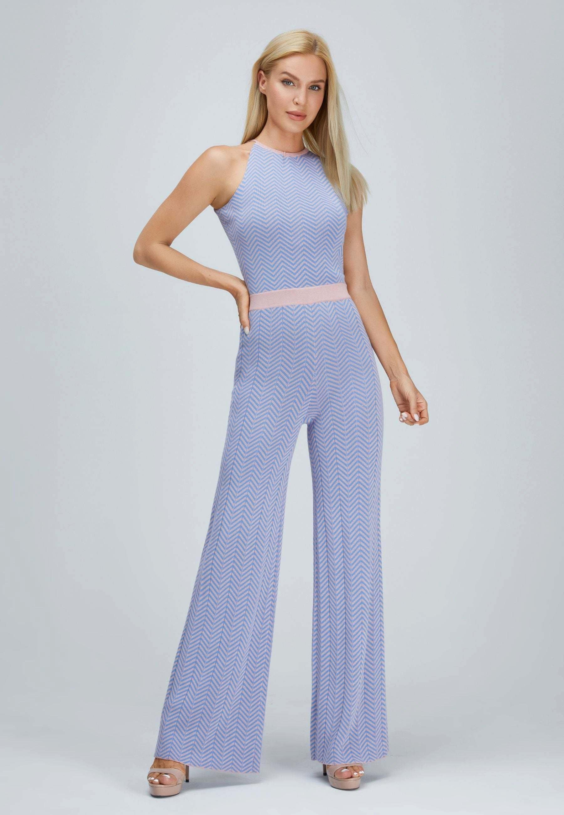 Bellemere New York  Zweifarbiger Jumpsuit aus Tencel-Wollmischung 