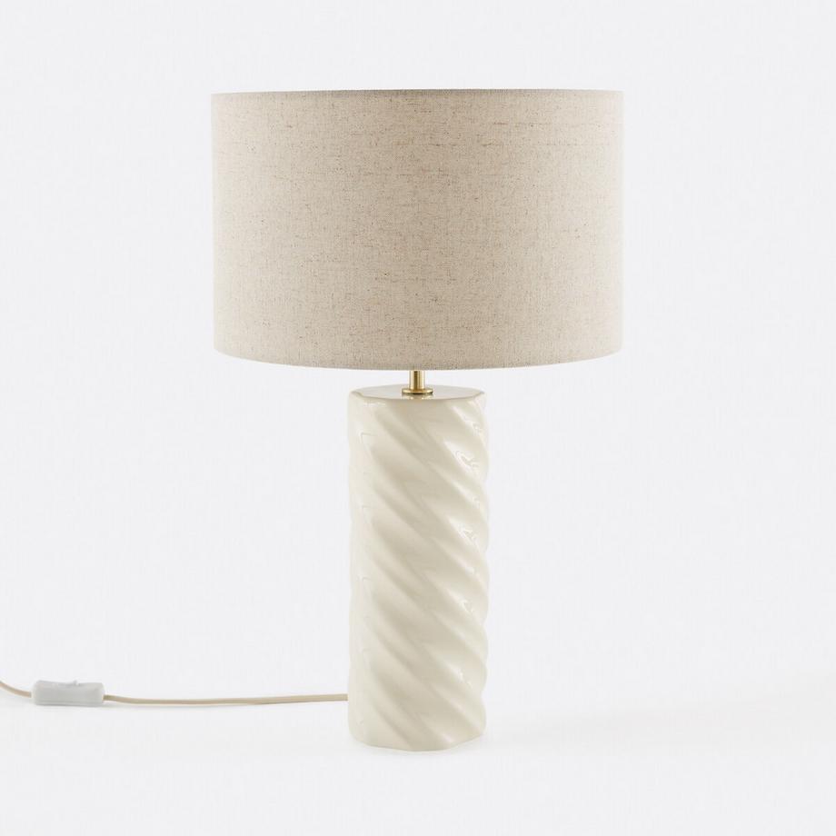 Lampe à poser céramique et lin