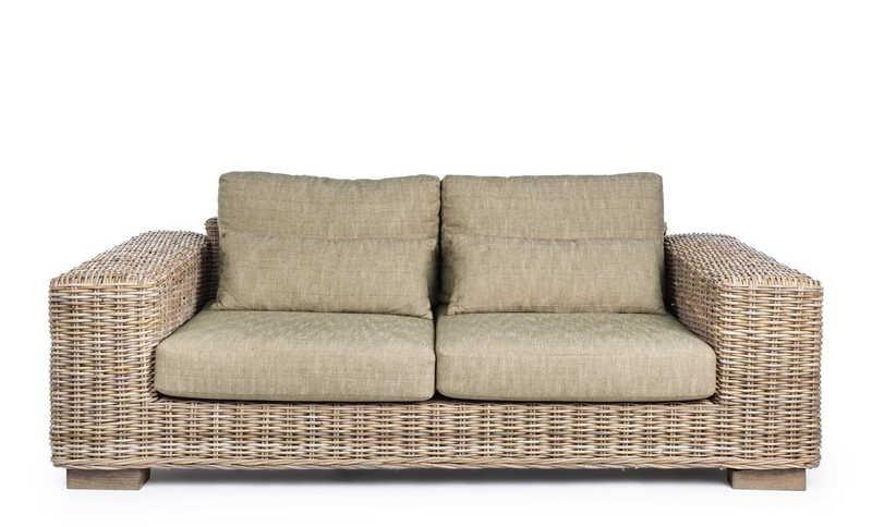 mutoni Gartensofa Rattan mit Kissen Leandro (2-3 Sitzer)  