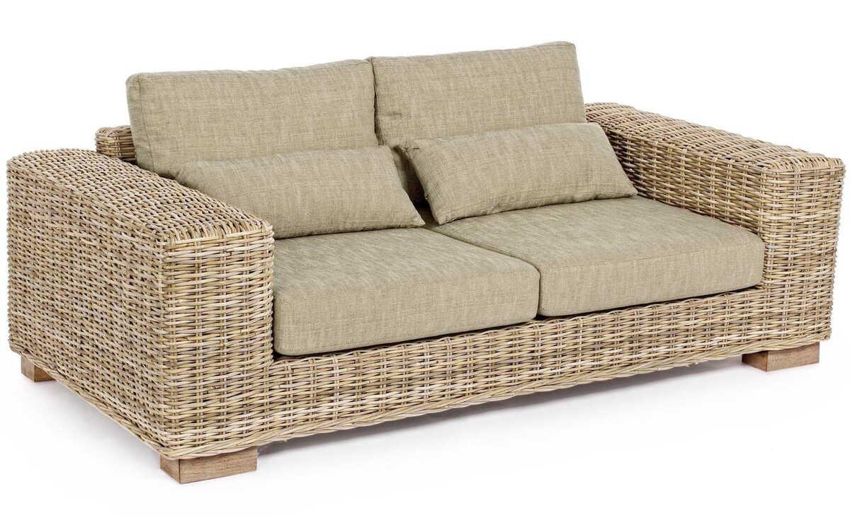 mutoni Gartensofa Rattan mit Kissen Leandro (2-3 Sitzer)  