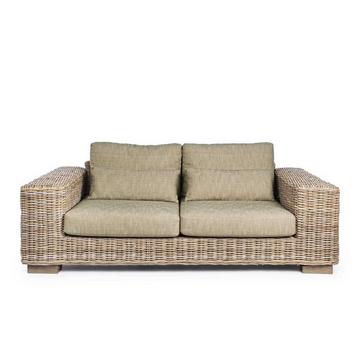 Gartensofa Rattan mit Kissen Leandro (2-3 Sitzer)