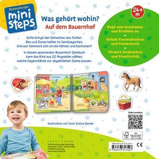 ministeps: Was gehört wohin? Auf dem Bauernhof; Magnetbuch ab 2 Jahren, Kinderbuch Senner, Katja; Senner, Katja (Illustrationen) Couverture rigide 