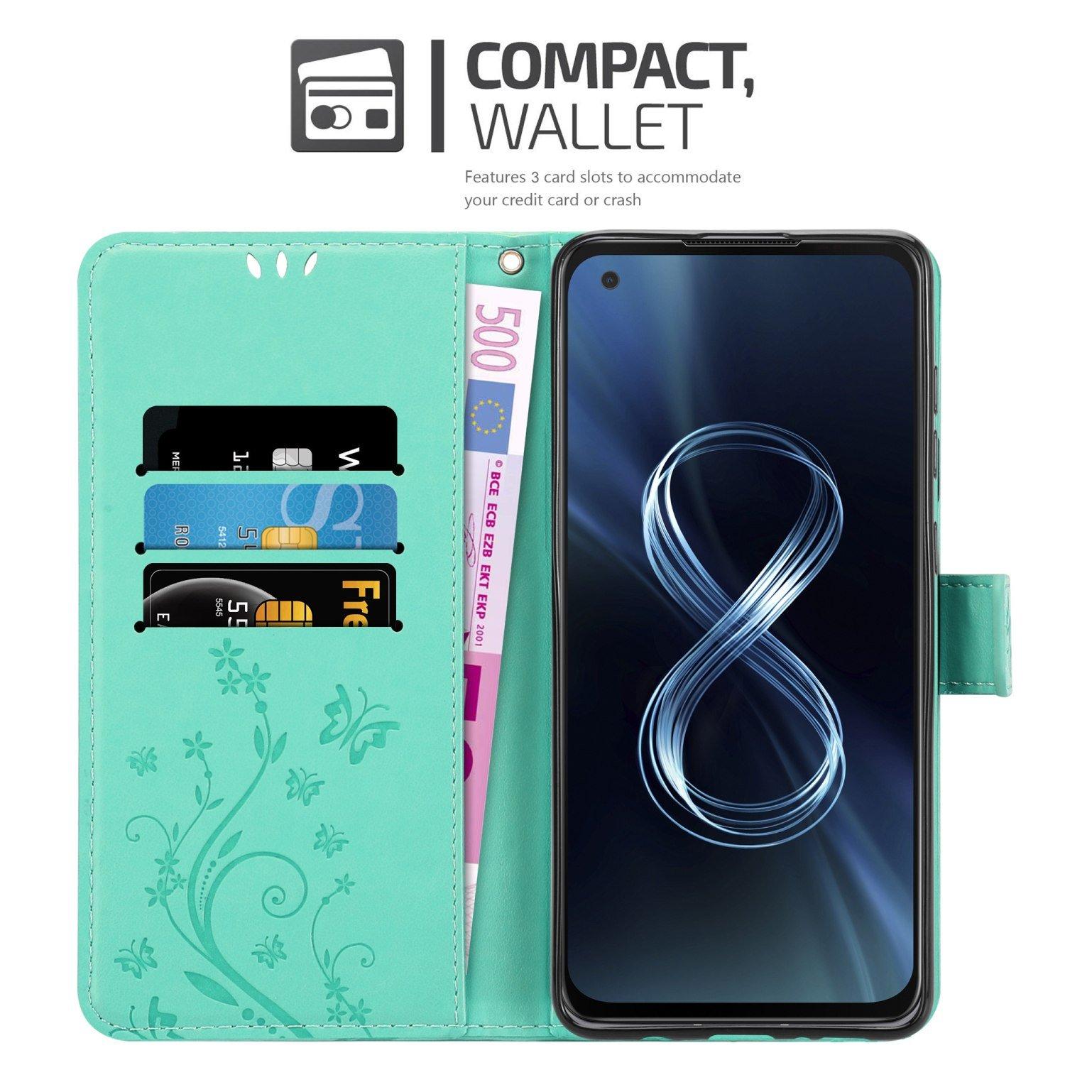 Cadorabo  Housse compatible avec Asus ZenFone 8 - Coque de protection au design floral avec fermeture magnétique, fonction de support et emplacements pour cartes 