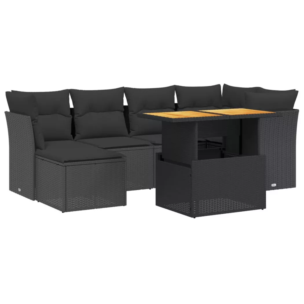 Vidaxl Set Divani Da Giardino Con Cuscini 7pz Nero Polyrattan