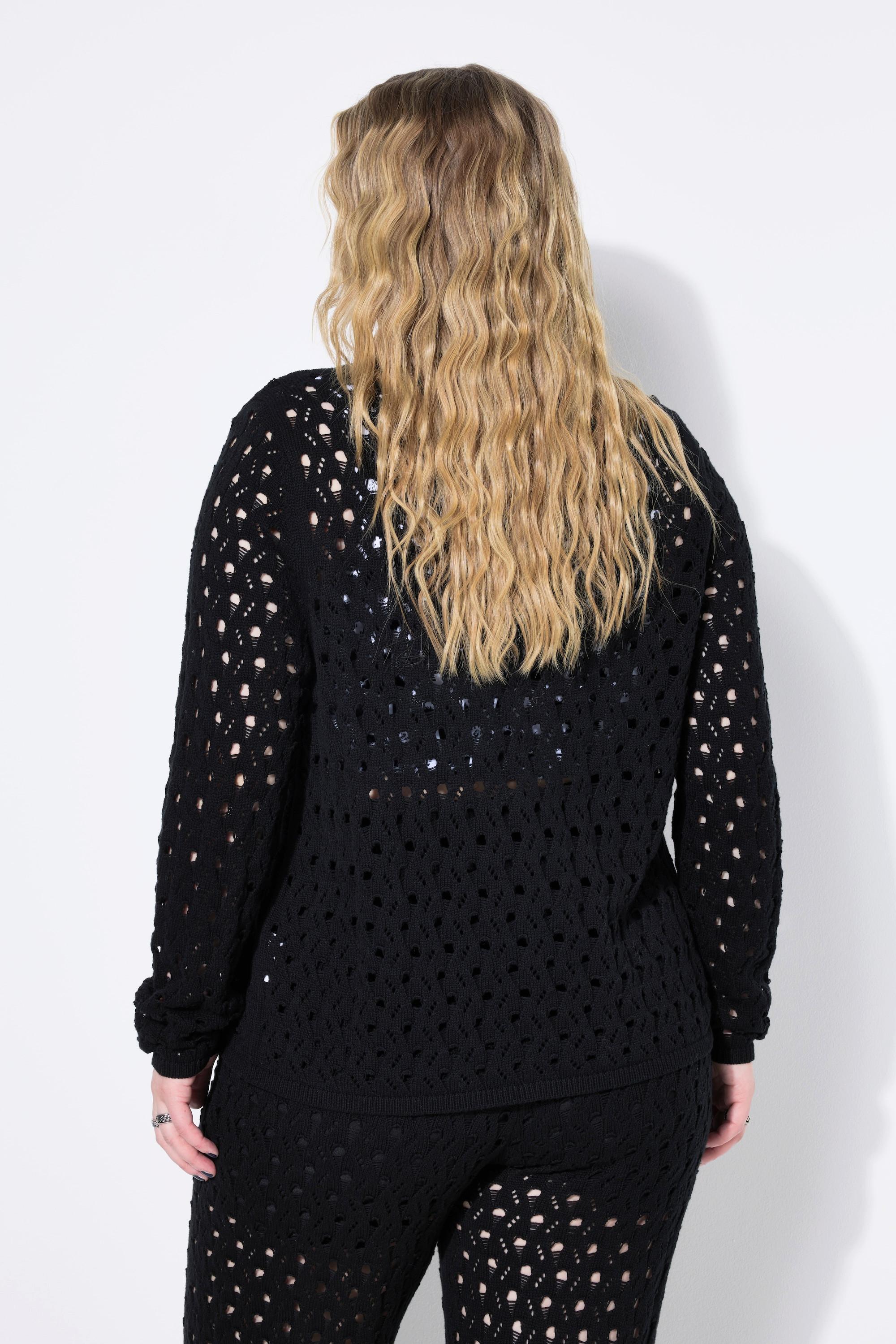 Studio Untold Strickjacke Straight Shape Lochmuster  